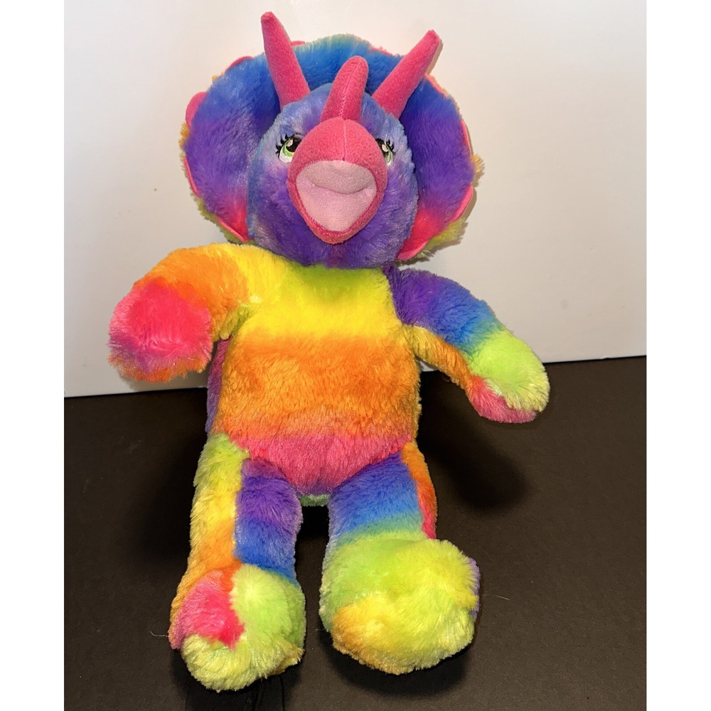 BAB Build-A-Bear Triceratops Dinosaur Rainbow Plush Stuffed Animal 2016